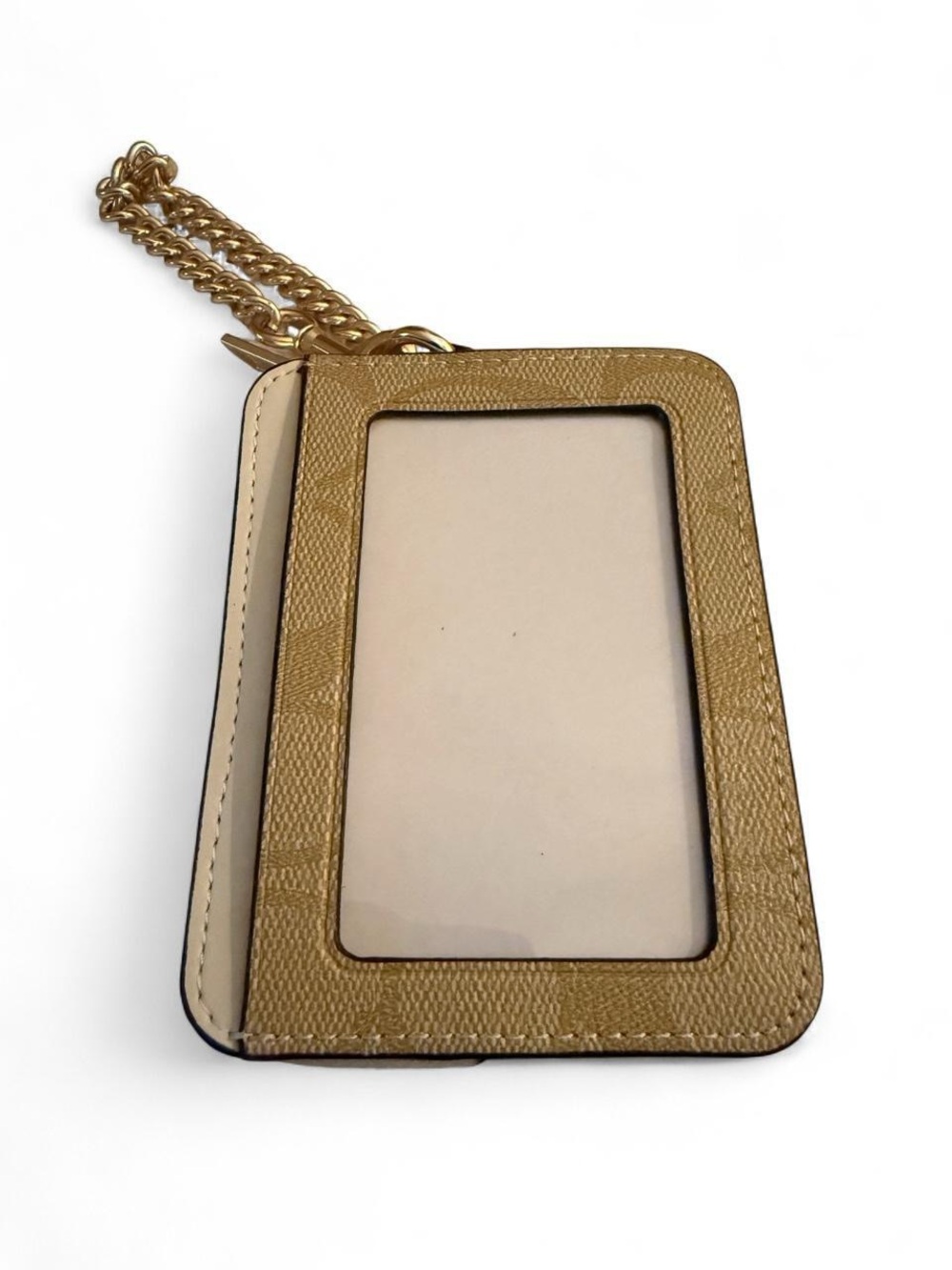 Coach Signature Zip Card Case in Tan and Cream - Picture 3 of 4